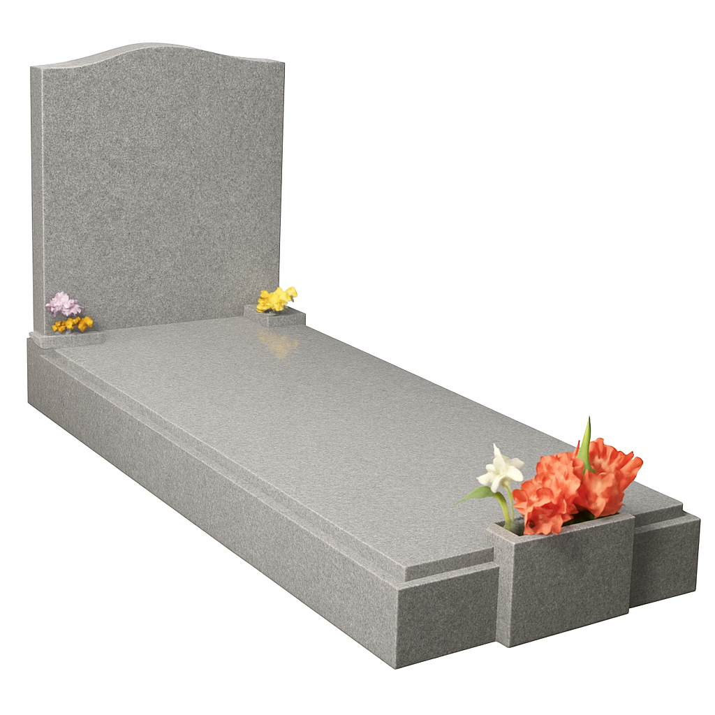 Centora Granite Kerb Set Memorial with Cover Tablet & Twin Vase Posts | MM106