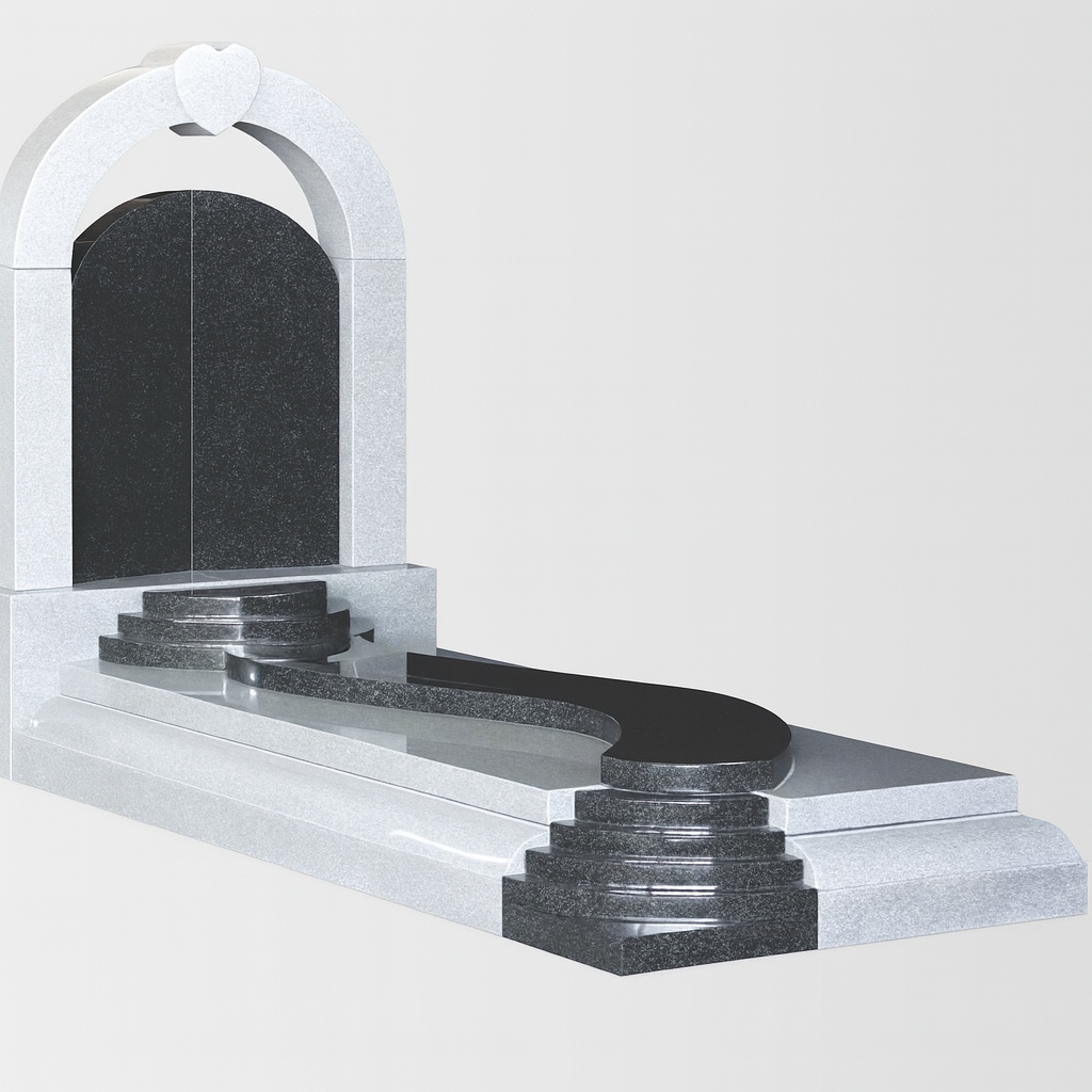 Heaventide Granite Kerb Set Memorial with Raised Heart Arch | MM111
