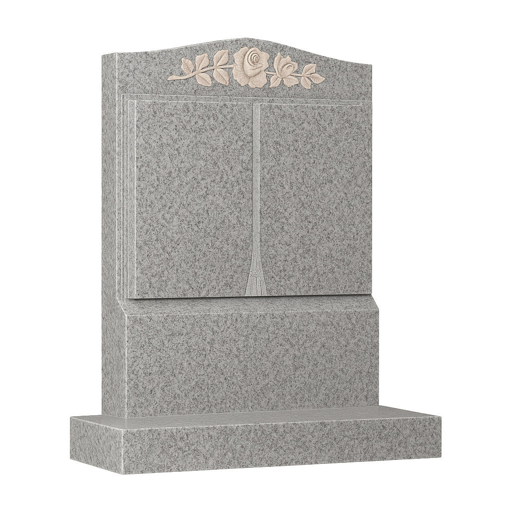 Rosacord Ogee Book Headstone with Carved Rose | MM082