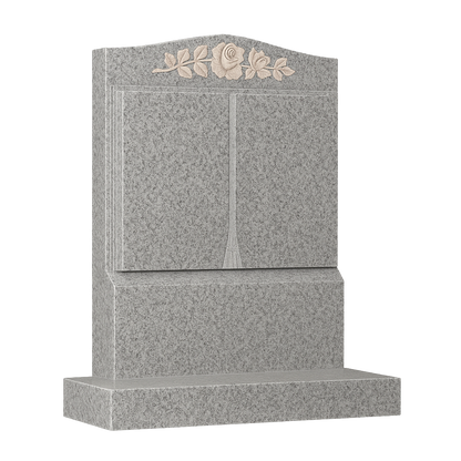 Rosacord Ogee Book Headstone with Carved Rose | MM082