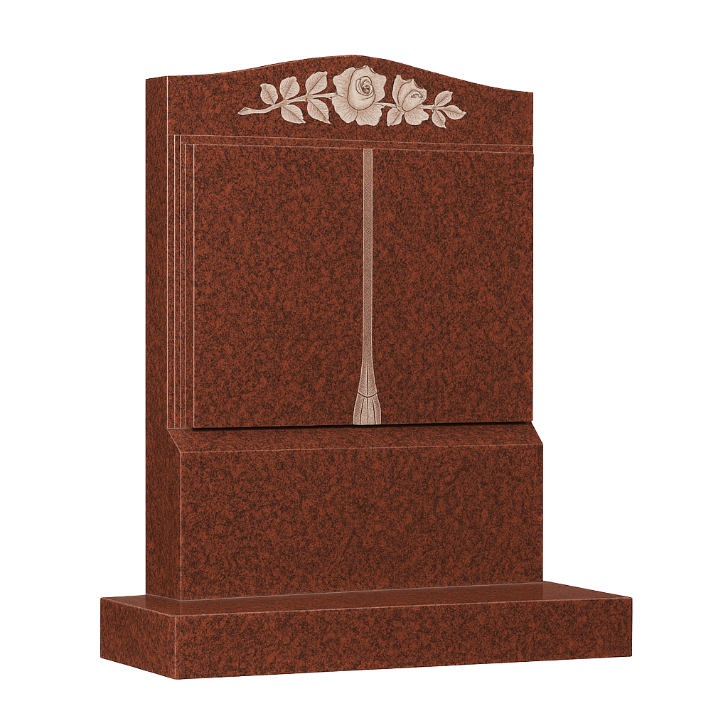 Rosacord Ogee Book Headstone with Carved Rose | MM082