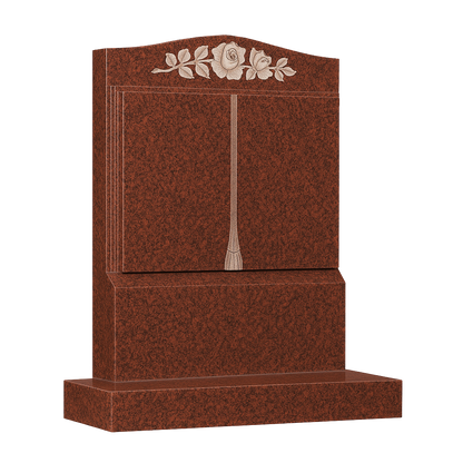 Rosacord Ogee Book Headstone with Carved Rose | MM082