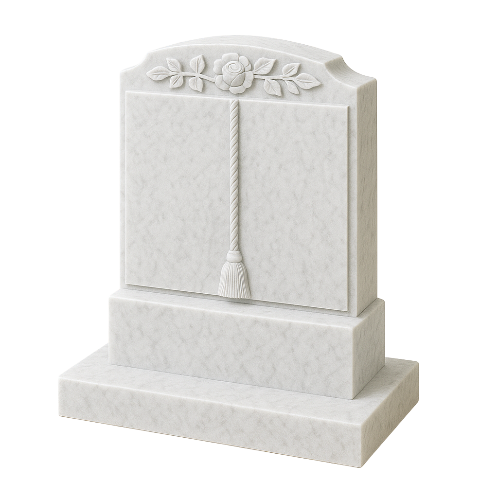 Florencis Standing Book Headstone with Carved Rose | MM083