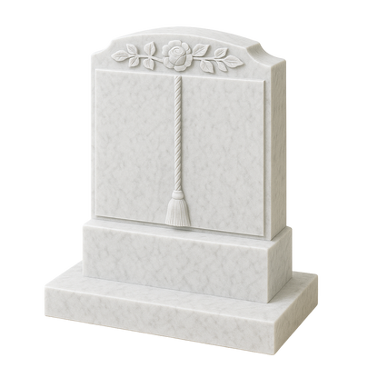 Florencis Standing Book Headstone with Carved Rose | MM083
