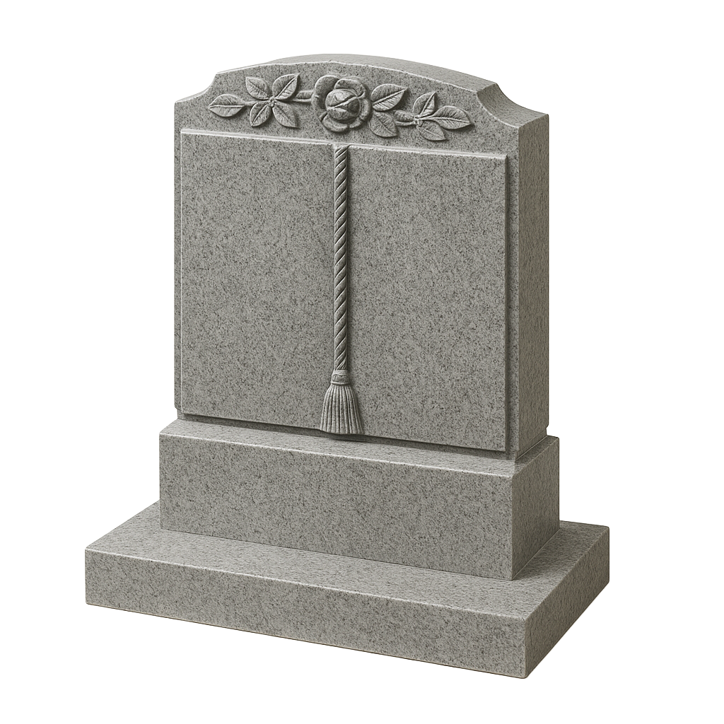 Florencis Standing Book Headstone with Carved Rose | MM083