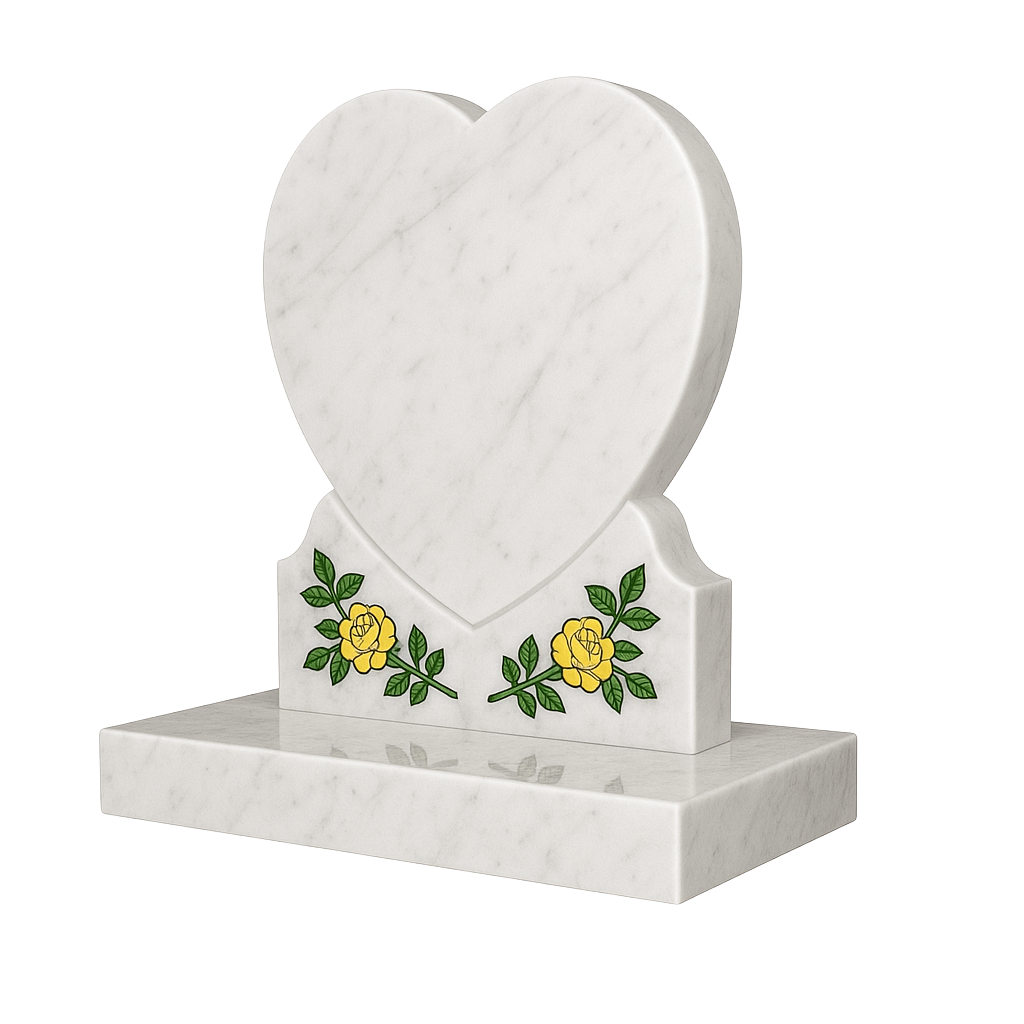 Lovara Heart Headstone with Ogee Shoulders & Roses | MM087