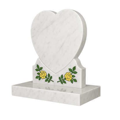 Lovara Heart Headstone with Ogee Shoulders & Roses | MM087