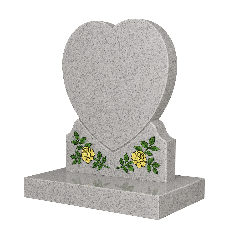 Lovara Heart Headstone with Ogee Shoulders & Roses | MM087