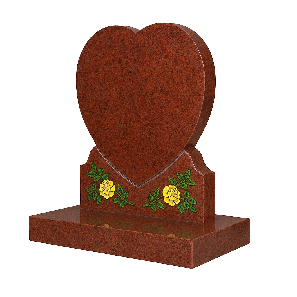 Lovara Heart Headstone with Ogee Shoulders & Roses | MM087