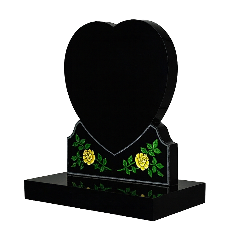 Lovara Heart Headstone with Ogee Shoulders & Roses | MM087