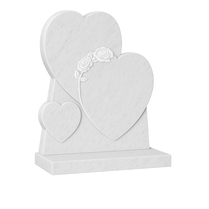 Rosalaura Triple Heart Headstone with Carved Roses | MM088