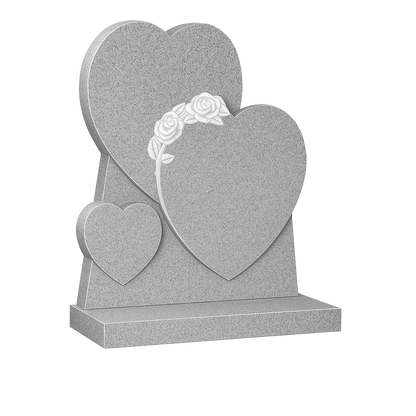 Rosalaura Triple Heart Headstone with Carved Roses | MM088