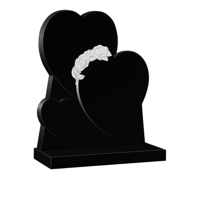 Rosalaura Triple Heart Headstone with Carved Roses | MM088