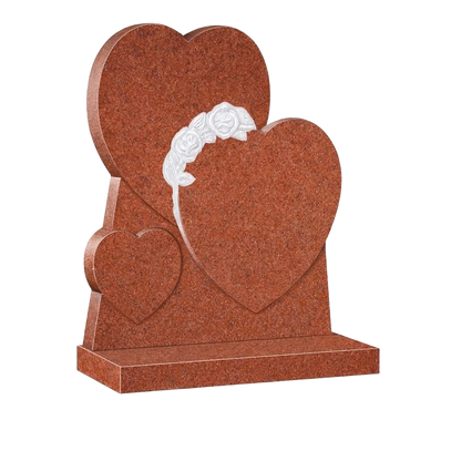 Rosalaura Triple Heart Headstone with Carved Roses | MM088