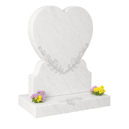 Florentis Heart Headstone with Carved Roses & Vine | MM089