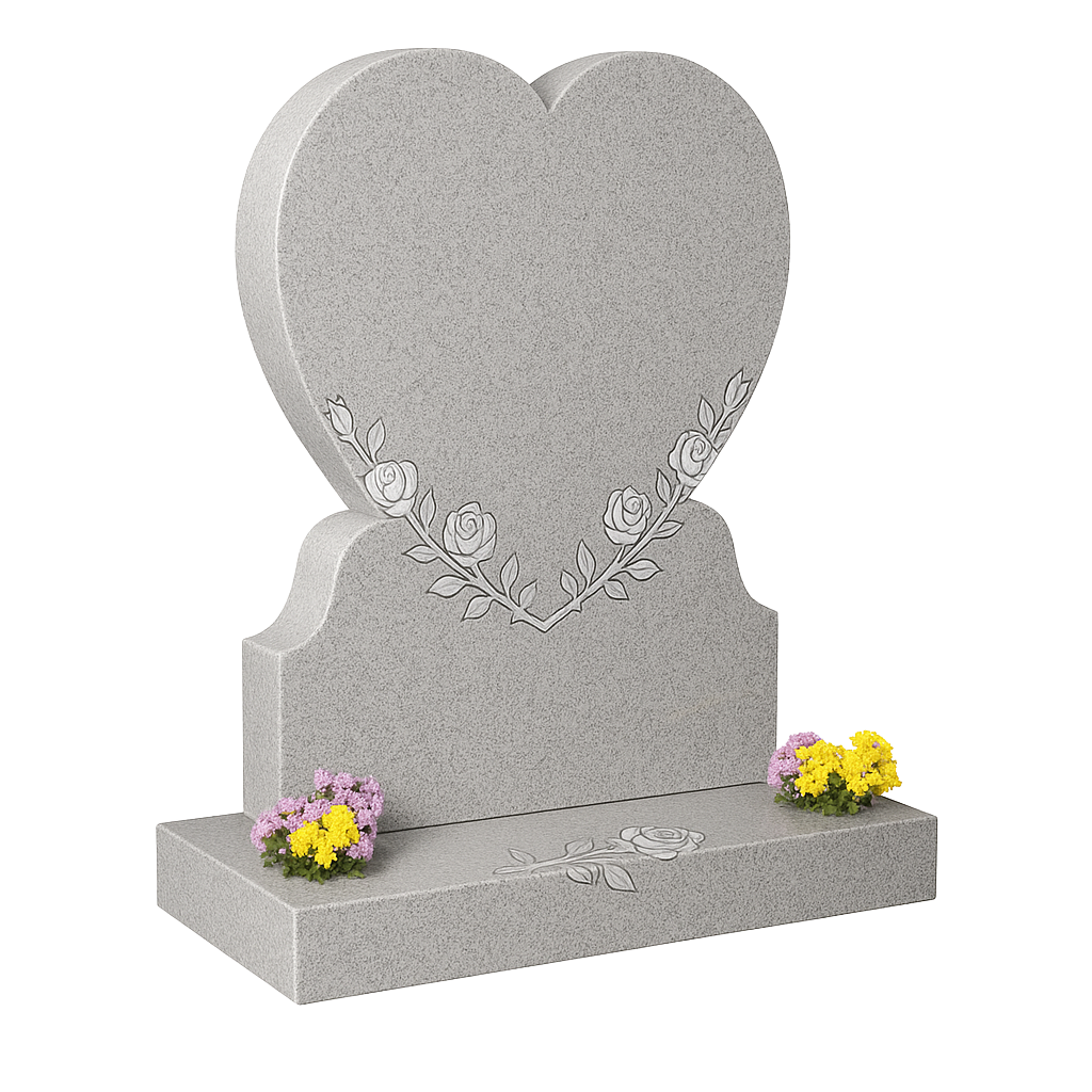 Florentis Heart Headstone with Carved Roses & Vine | MM089