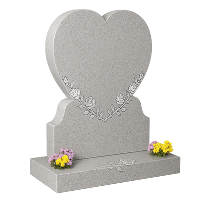 Florentis Heart Headstone with Carved Roses & Vine | MM089