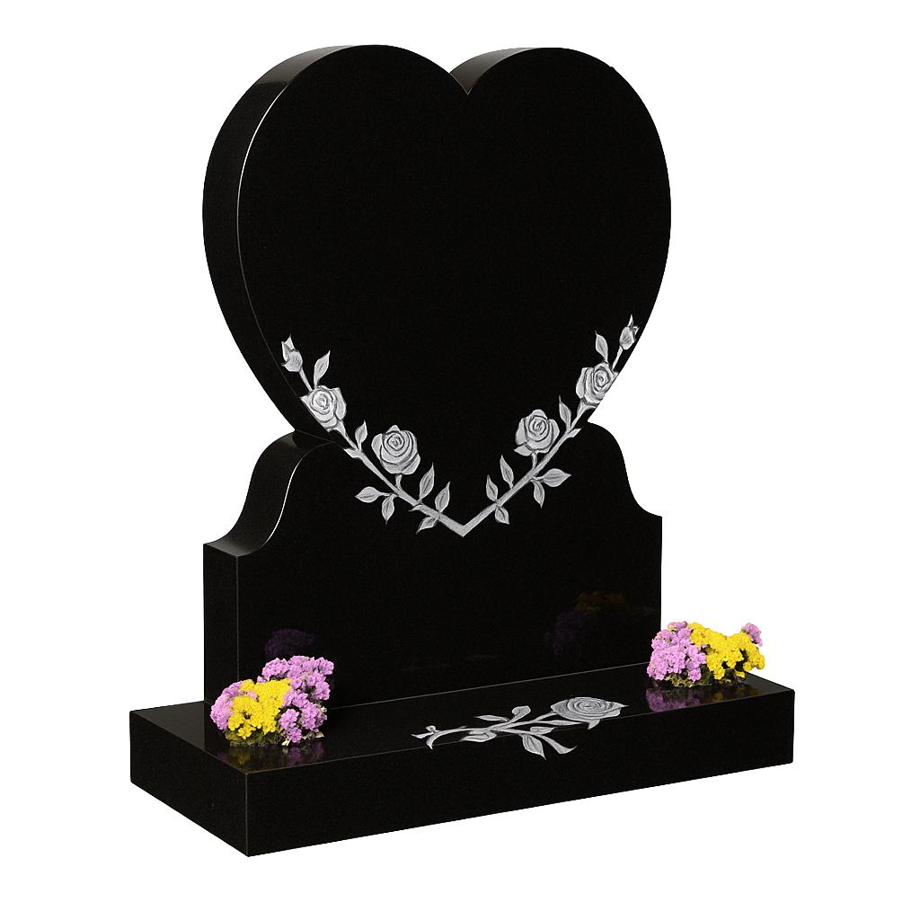 Florentis Heart Headstone with Carved Roses & Vine | MM089