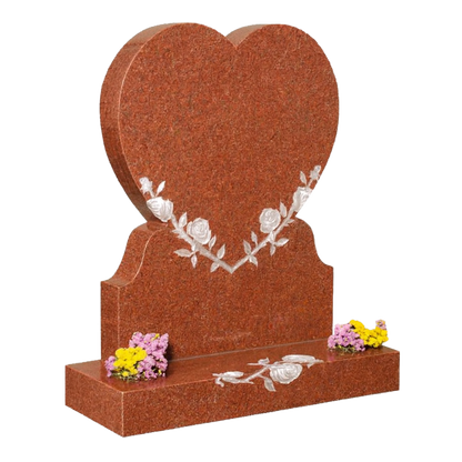 Florentis Heart Headstone with Carved Roses & Vine | MM089