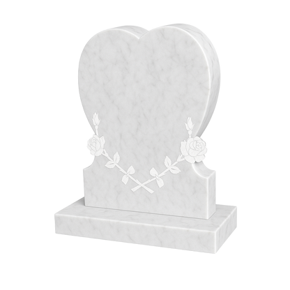Rosavine Heart Headstone with Carved Roses & Vine | MM090
