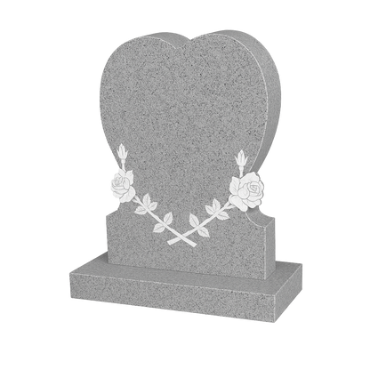 Rosavine Heart Headstone with Carved Roses & Vine | MM090