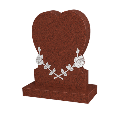 Rosavine Heart Headstone with Carved Roses & Vine | MM090