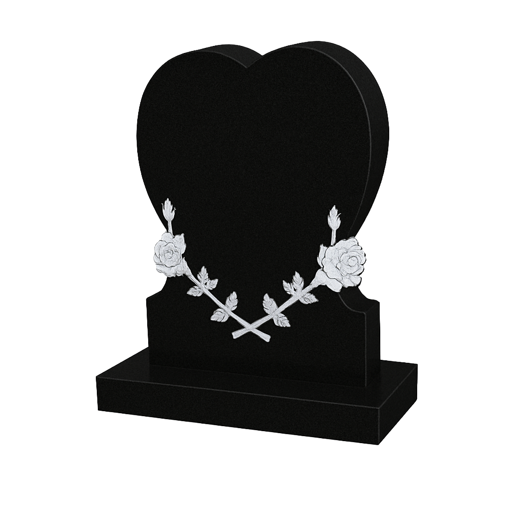 Rosavine Heart Headstone with Carved Roses & Vine | MM090