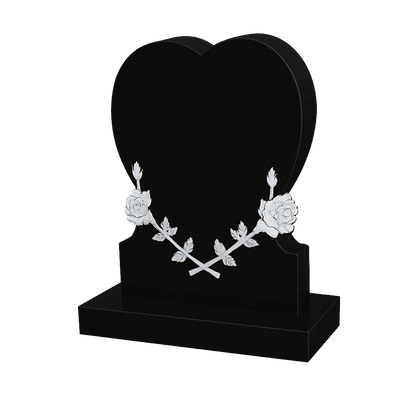 Rosavine Heart Headstone with Carved Roses & Vine | MM090