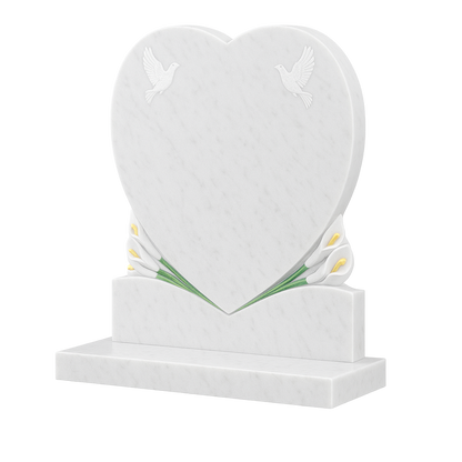 Lillora Calla Lily Heart Headstone with Doves | MM093