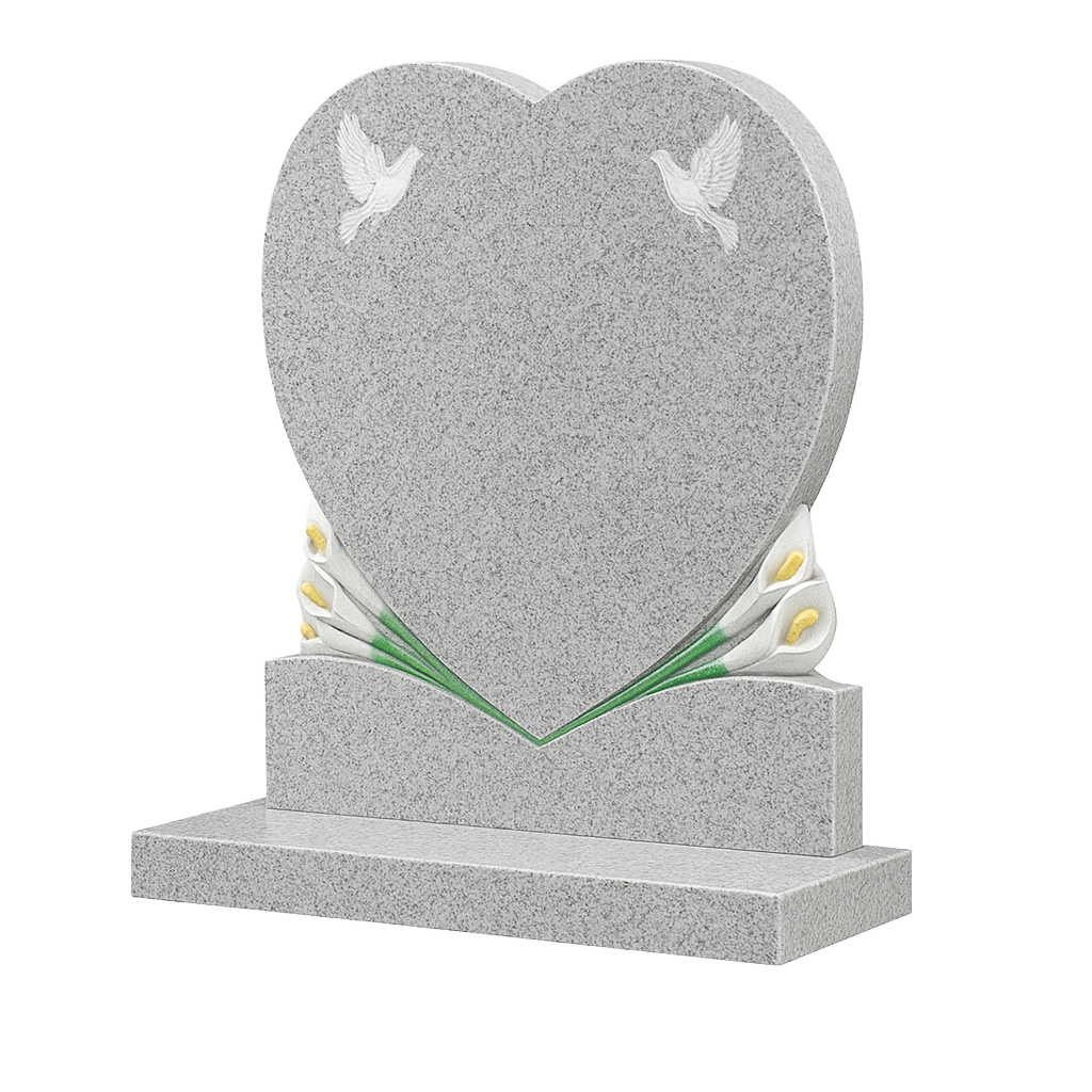 Lillora Calla Lily Heart Headstone with Doves | MM093