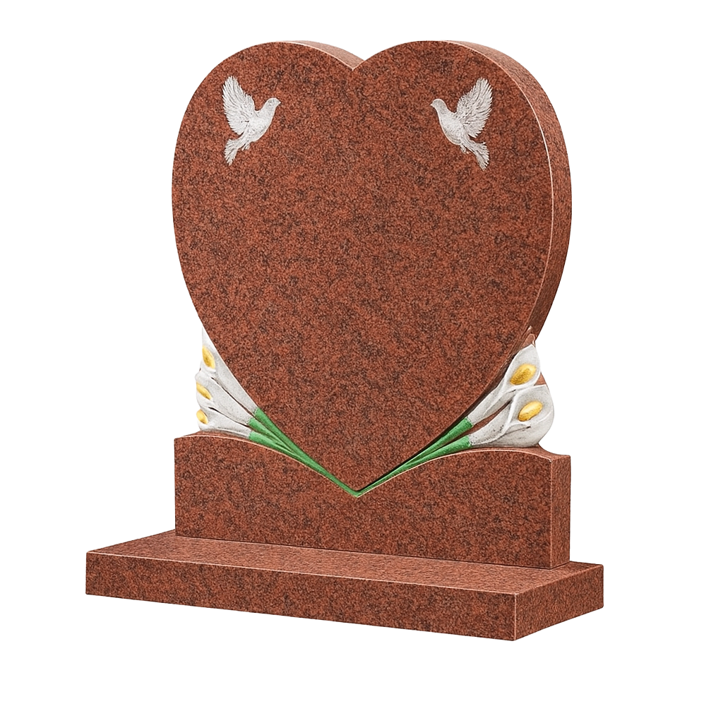 Lillora Calla Lily Heart Headstone with Doves | MM093