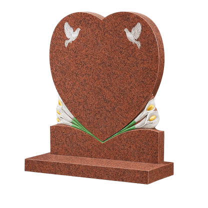 Lillora Calla Lily Heart Headstone with Doves | MM093