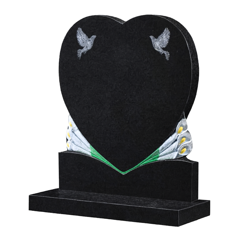 Lillora Calla Lily Heart Headstone with Doves | MM093