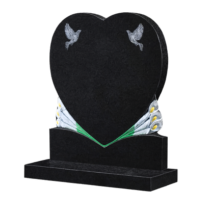 Lillora Calla Lily Heart Headstone with Doves | MM093
