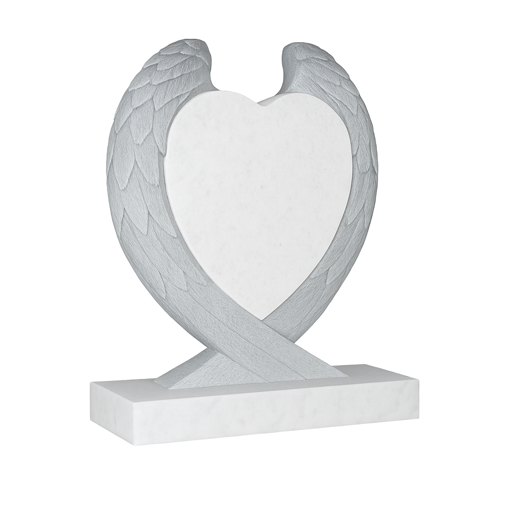 Aurelia Carved Wings & Heart Headstone | MM094