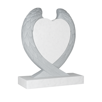 Aurelia Carved Wings & Heart Headstone | MM094