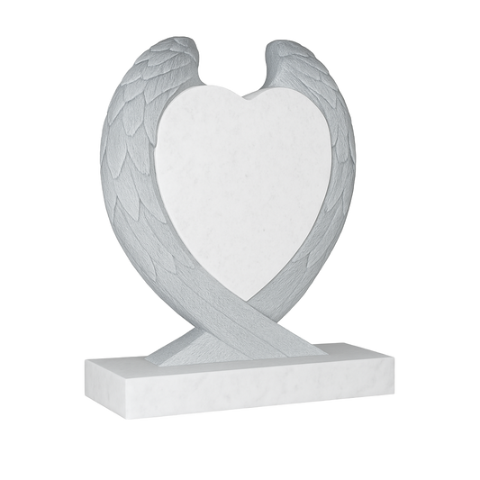 Aurelia Carved Wings & Heart Headstone | MM094
