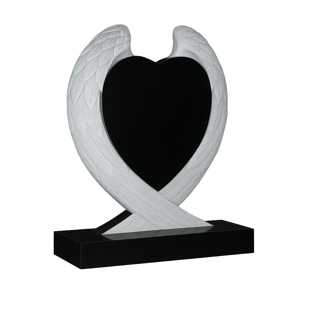 Aurelia Carved Wings & Heart Headstone | MM094