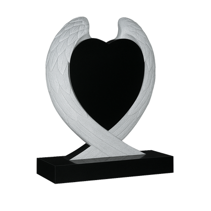 Aurelia Carved Wings & Heart Headstone | MM094