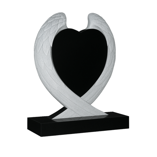 Aurelia Carved Wings & Heart Headstone | MM094