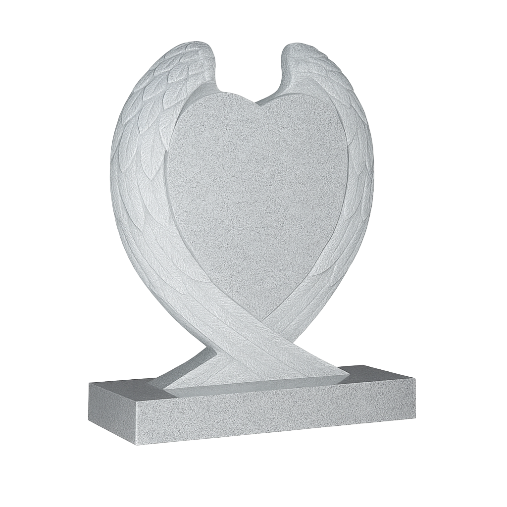 Aurelia Carved Wings & Heart Headstone | MM094