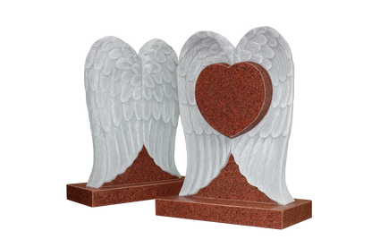 Seraphia Wings Carved Angel Wings & Heart Headstone | MM095