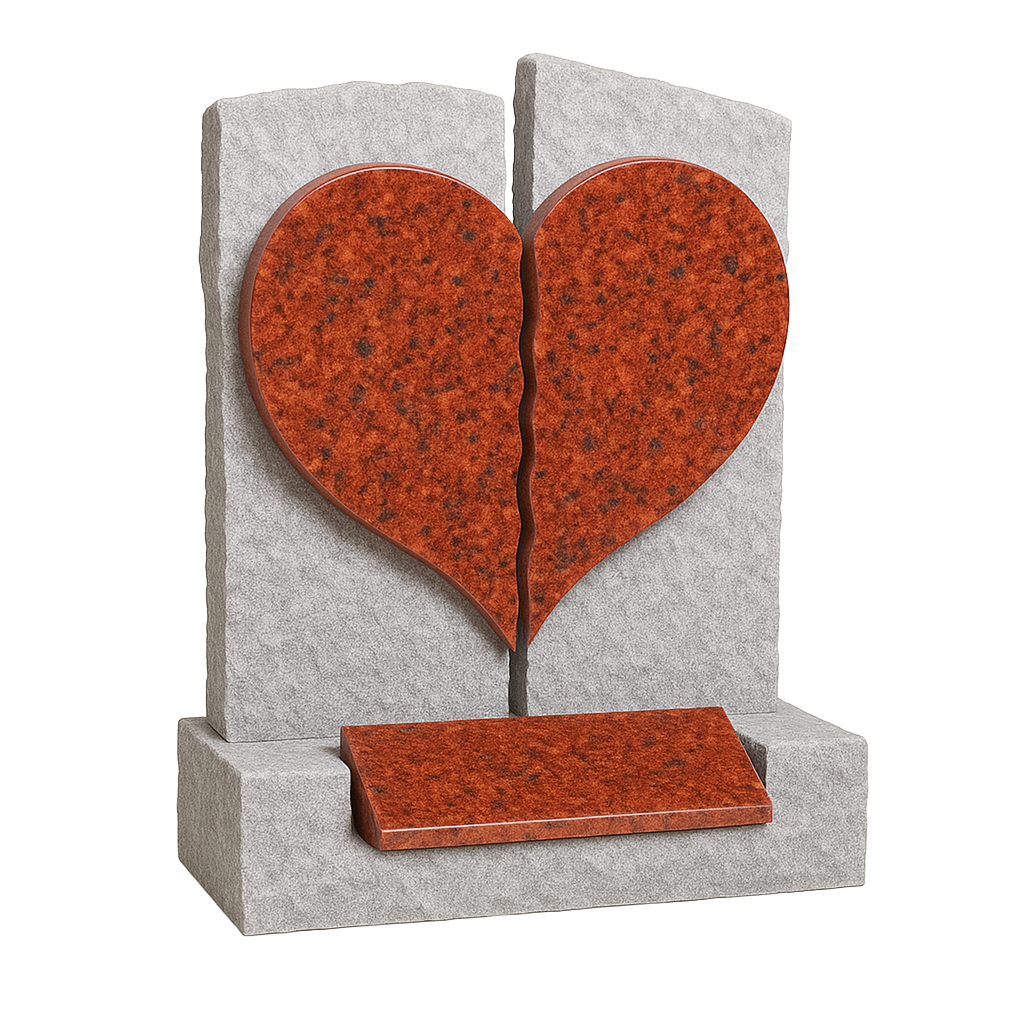Fractura Natural Rock Broken Heart Headstone | MM096
