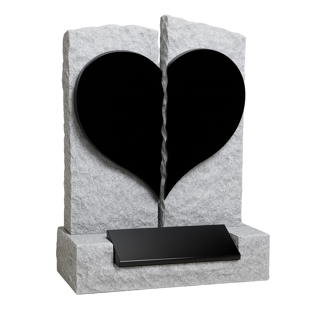 Fractura Natural Rock Broken Heart Headstone | MM096