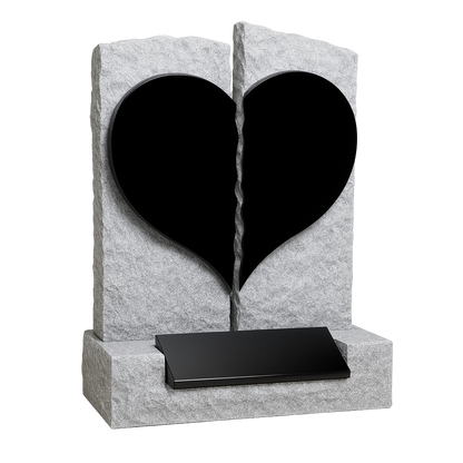 Fractura Natural Rock Broken Heart Headstone | MM096