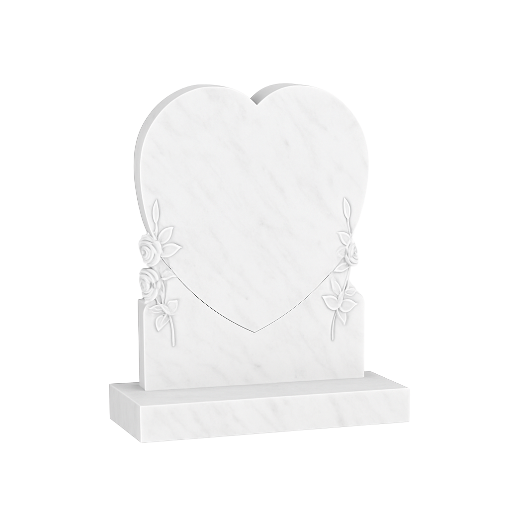 Rosalique Heart Headstone with Carved Roses | MM091