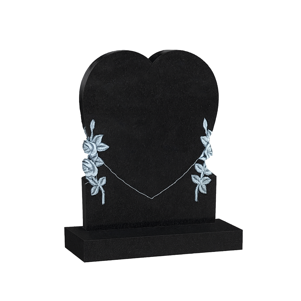 Rosalique Heart Headstone with Carved Roses | MM091