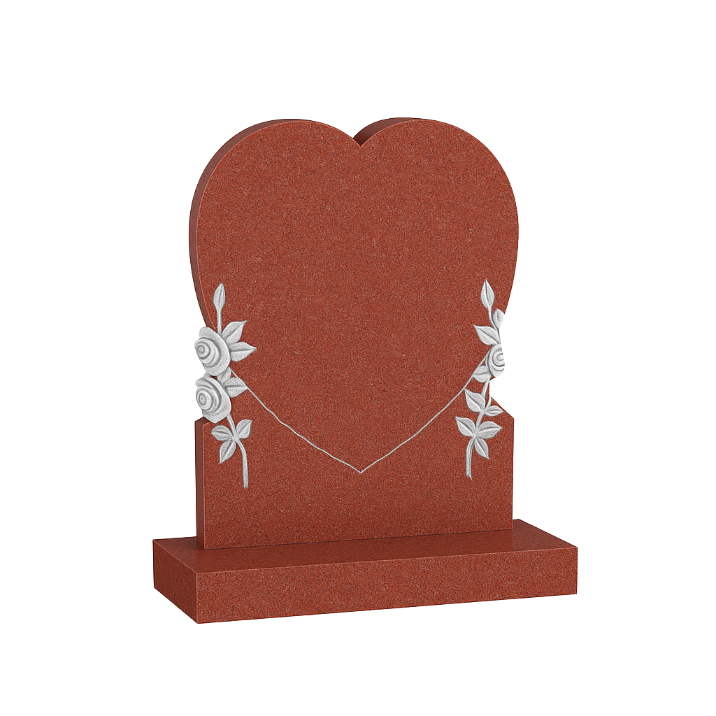 Rosalique Heart Headstone with Carved Roses | MM091