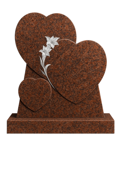 Narcissa Triple Heart Headstone with Carved Daffodil | MM103