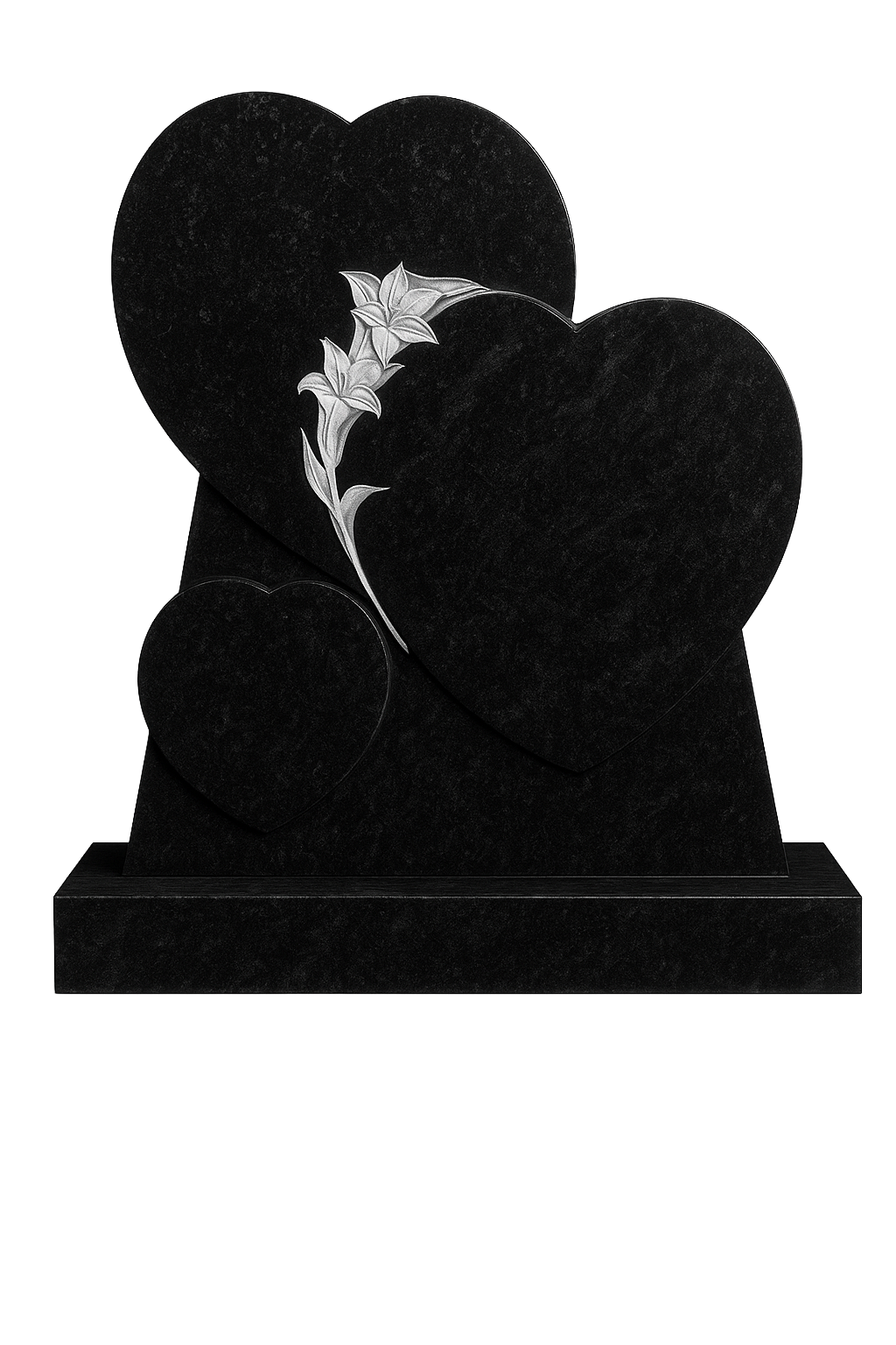 Narcissa Triple Heart Headstone with Carved Daffodil | MM103